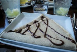 vegan buckwheat pancake with vegan nutella at Pestre in Bratislava