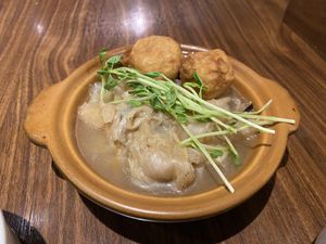 Omnipork meatballs and stewed vegetables. Was okay but I wouldn’t order again   at DeliSoys - Shàng Shàn Dòu Jiā 上善豆家 in Taipei