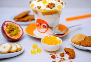 Banoffi passion... with light whipped cream, bananas, speculos, and passion fruit... amazing at BWAMOA in Toulouse