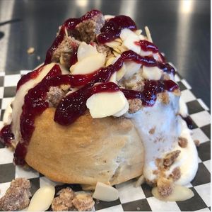 Creme Brûlée with Raspberry Jam, Almonds & Pie Crumble! at Cinnaholic in Westlake