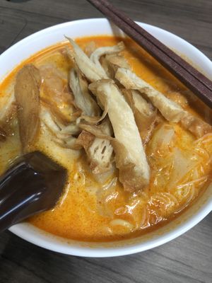 Curry noodle on Friday  at Wholesome Vegetarian Stall in East Singapore