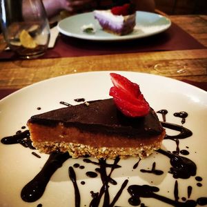 Chocolate and caramel cake. at Beet Vegetariano in Torrevieja