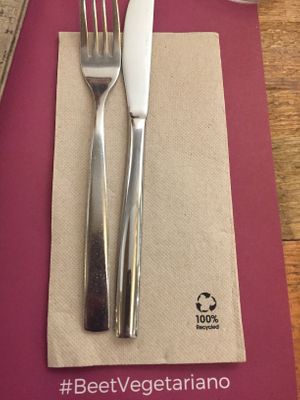 Recycled napkins - nice touch  at Beet Vegetariano in Torrevieja