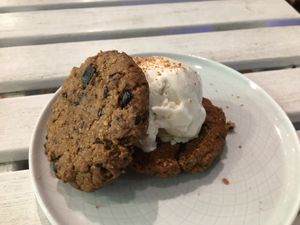 Cookie sandwich with Nice Cream - soooo good! at Ooh Cha Cha - Banqiao in Taipei
