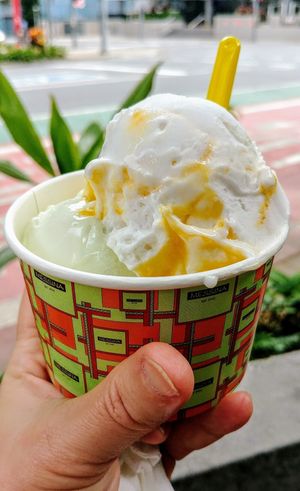 Pandan and mango coconut at Gelato Messina in South Brisbane