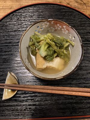Veggies and fried tofu  at Itadakizen in Kyoto