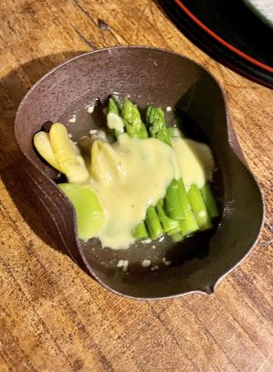 Broad beans and asparagus   at Itadakizen in Kyoto