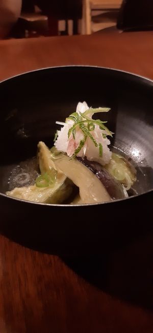 Aubergines au yuzu 🤝 at Itadakizen in Kyoto