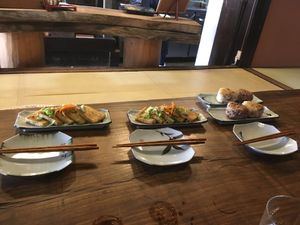 Tofu and Rice balls at Itadakizen in Kyoto