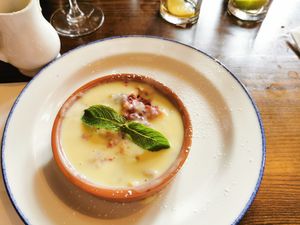 Crumble with custard at The Castle in Wakefield