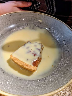 Pecan pie with custard (had started eating!) at The Castle in Wakefield