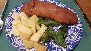 Cachopo (fried stake filled with cheese) at Hakuna Matata Veggie in Madrid