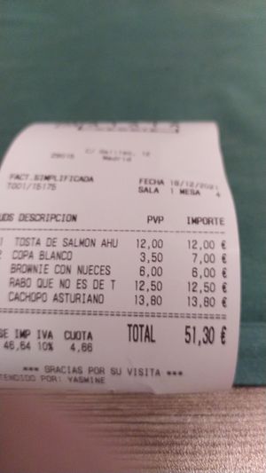 Cuenta at Hakuna Matata Veggie in Madrid