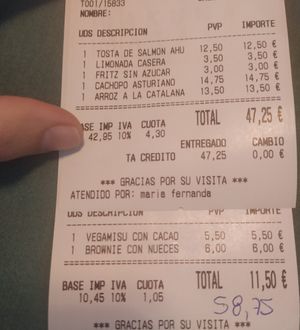 Cuenta at Hakuna Matata Veggie in Madrid