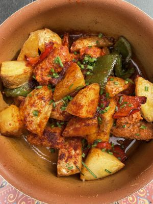 Heura chorizo  at Hakuna Matata Veggie in Madrid