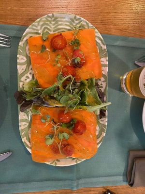 Salmon focaccia at Hakuna Matata Veggie in Madrid