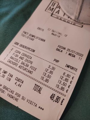 Precio at Hakuna Matata Veggie in Madrid