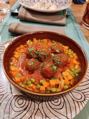 Meat balls at Hakuna Matata Veggie in Madrid
