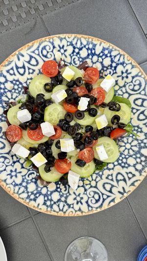 Greek salad  at Hakuna Matata Veggie in Madrid
