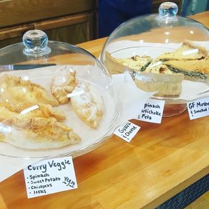 Guava & Cheese Empanadas, Vegan Curried Veggie Empanadas, GF Quiches! at Jaya Nutrition Bar in Juno Beach