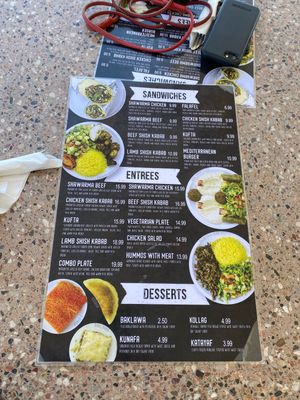 Menu side entrees   at Oasis Mediterranean in Gallup