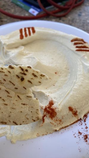 Humus and pita    at Oasis Mediterranean in Gallup