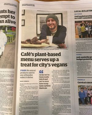 article at Marwick's Vegan Kitchen in Dundee