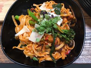 Linguine Puttanesca  at Marwick's Vegan Kitchen in Dundee