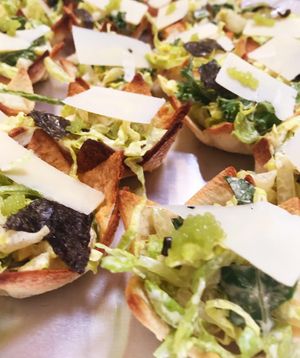 Caesar salad mini bowls at Marwick's Vegan Kitchen in Dundee