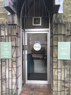 Entrance to side of 118 Nethergate  at Marwick's Vegan Kitchen in Dundee