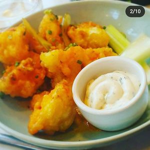 cauliflower wings with cashew ranch at Basic Kitchen in Charleston