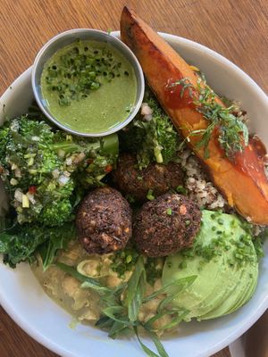 The basic bowl with added falafel + avocado  at Basic Kitchen in Charleston