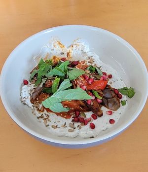 Harissa Roasted Fairytale Eggplant  at Basic Kitchen in Charleston