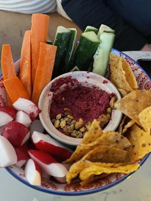 Pistachio beet dip at Basic Kitchen in Charleston