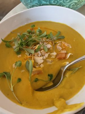Red lentil and sweet potato soup at Basic Kitchen in Charleston