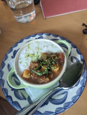 Coconut rice with lime, mint and pears at Basic Kitchen in Charleston