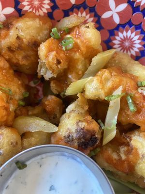 Cauliflower wings with vegan ranch dressing   at Basic Kitchen in Charleston