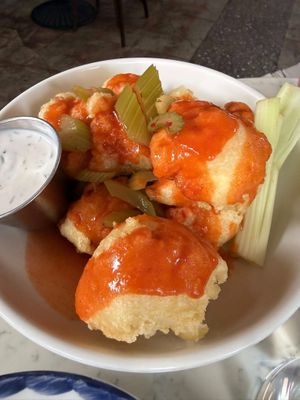 The vegan ranch is delicious too with these cauli wings.  at Basic Kitchen in Charleston