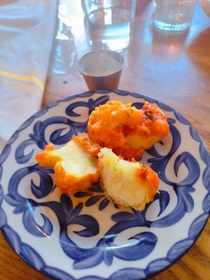 Cauliflower wings with vegan mayo at Basic Kitchen in Charleston