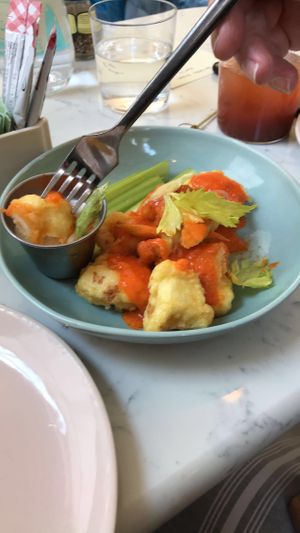  Buffalo Cauliflower Wings with Vegan Ranch Dressing at Basic Kitchen in Charleston