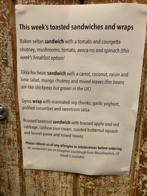 Daily Sandwich List at The Wildcat in Fort William