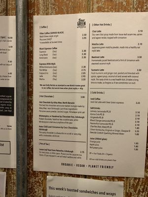 Menu  at The Wildcat in Fort William