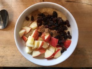 Apple, raisin and cinnamon porridge  at The Wildcat in Fort William