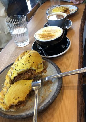 Yummy Moroccan pasty & turmeric latte at The Wildcat in Fort William