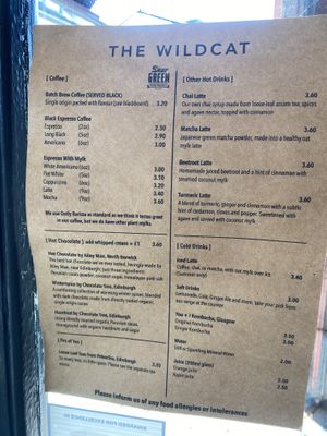 Menu   at The Wildcat in Fort William