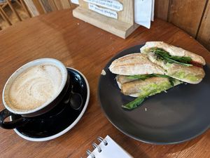 Breakfast sandwich & chai latte  at The Wildcat in Fort William