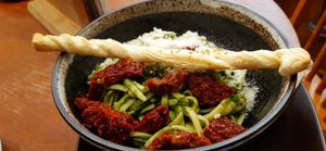 Kale and spinach linguine at The Wildcat in Fort William