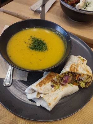 Lentil soup with wrap at The Wildcat in Fort William