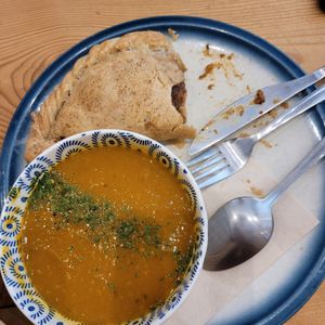 Curry carrot soup plus pastry at The Wildcat in Fort William