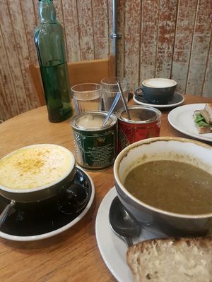 tumeric lattes and yummy soup with sourdough at The Wildcat in Fort William